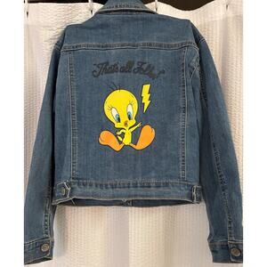 Girls Tweety Bird Denim Jacket XS/6 Warner Bros Looney Tunes “That’s All Folks”